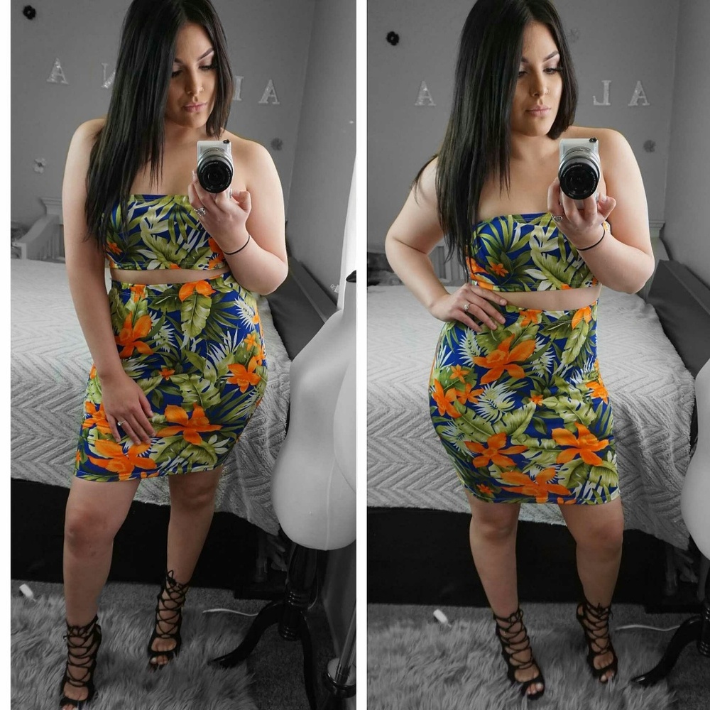 2 piece floral skirt set